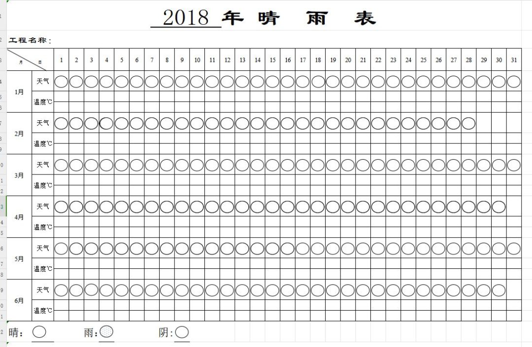 工地必备 常用35套晴雨表可编辑格式汇总下载